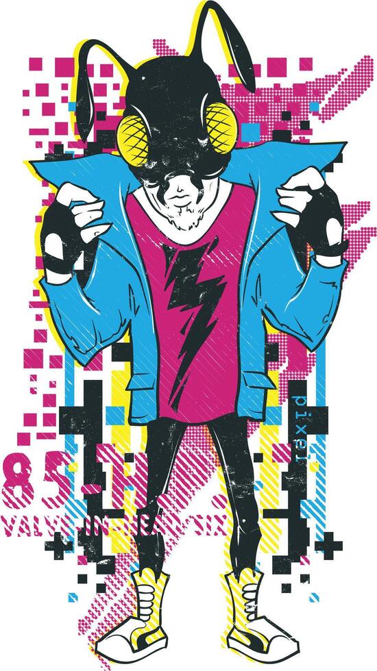 Glowing Undead Horror Graphic Tee Art - Zombie Flash Illustration for T-Shirt Printing vector