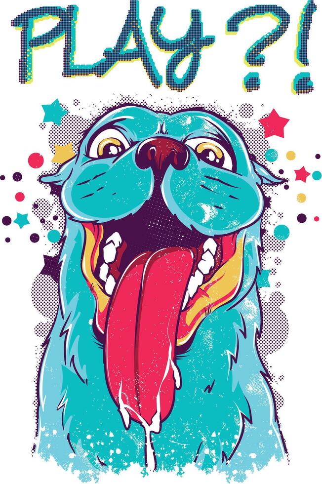 Playful Dog Graphic Art for T-Shirt Print, Cartoon Puppy Design, Fun Pet Illustration vector