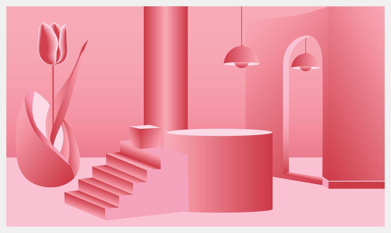 Modern 3D Podium Display with Greenery for Trendy Product Highlight Templates Perfect for ads, banners, posters, and brand visuals with a fresh, creative twist vector
