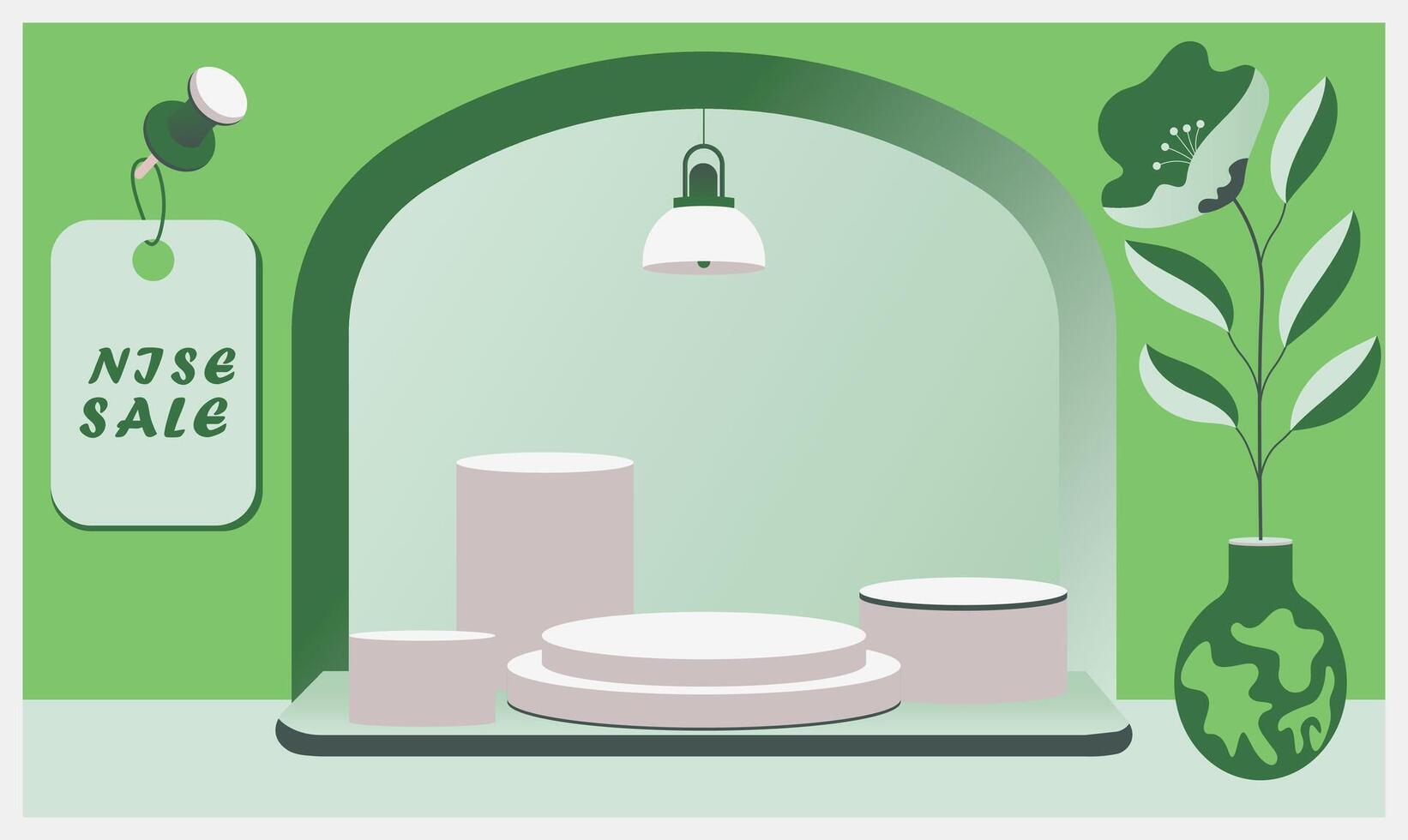 Trendy product podium scene with leafy elements for label ads presentations, creative layout with a natural for eye-grabbing social and print campaigns vector