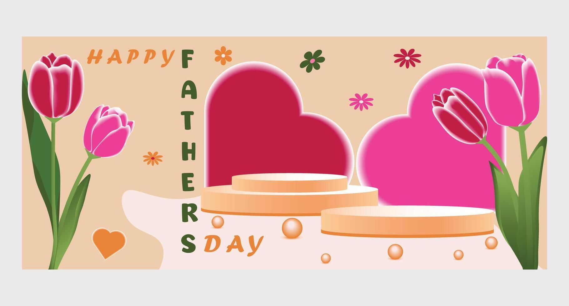 Holiday happy father's day banner set plants, leaves, flowers art. Abstract and minimalist style product sale mockup template poster, banner, covers, branding, labels, ads vector