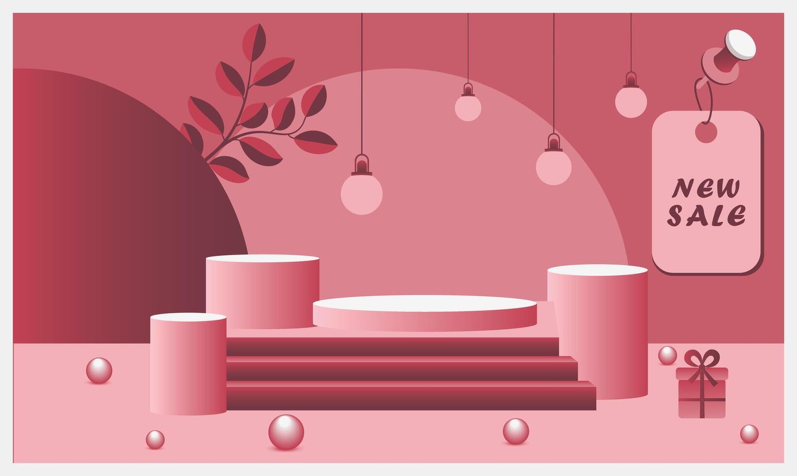 Stage image concept plants elements, highlight product sales excellent for social media ads, posters, banner and branding presentation templates vector