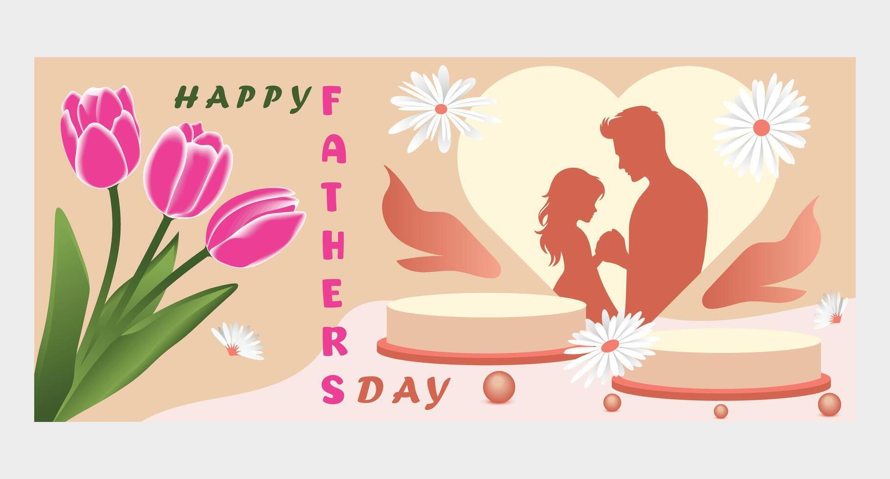 Creative concept mockup of fathers day bright and juicy banners plants. Modern and abstract art design with Templates for celebration, ads, branding, card, cover, label, poster, sales vector