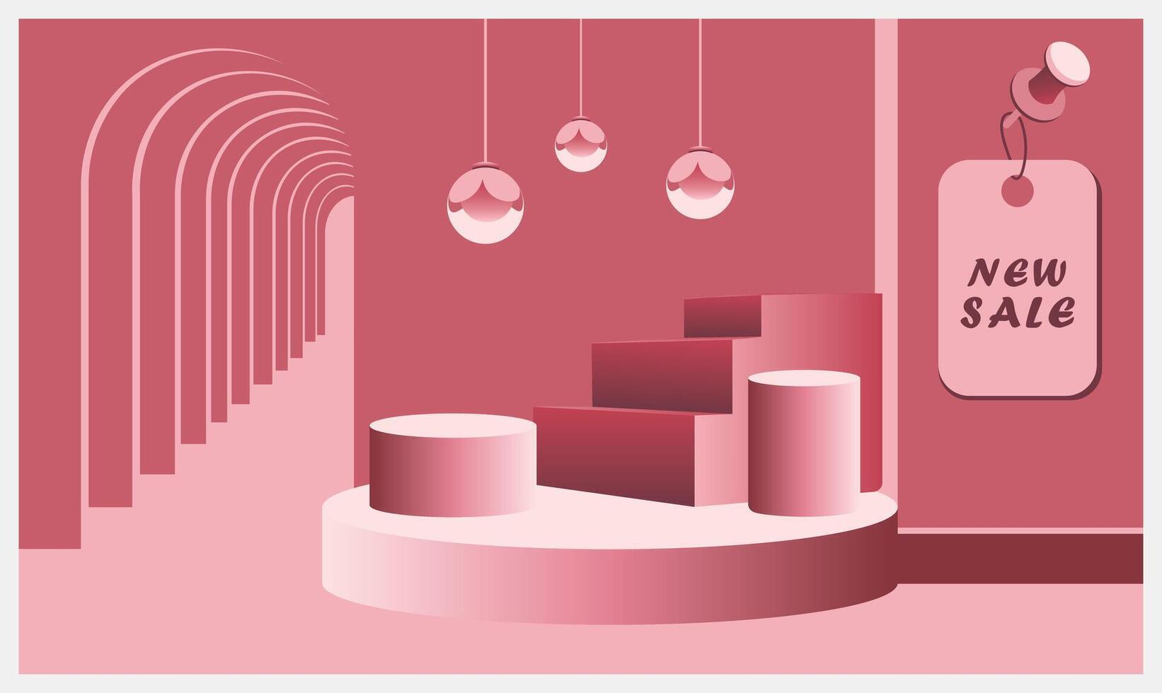3D Podium with lush plants for modern product ads, posters branding use ideal for standout presentations, labels, and digital marketing content vector