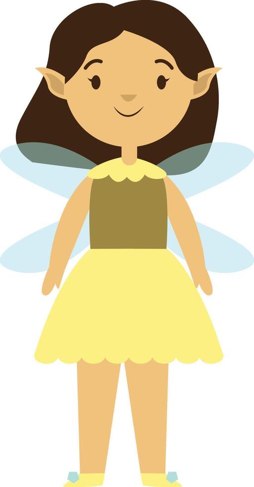 Cute Little Fairy Character with Flat Design. vector