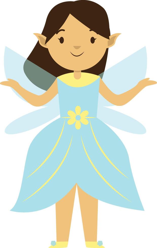 Cute Little Fairy Character in Flat Cartoon Design vector