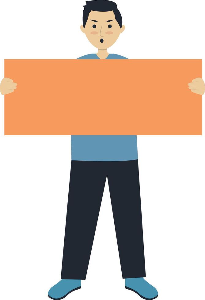 Illustration of Excited Man Holding Banner on White Background vector