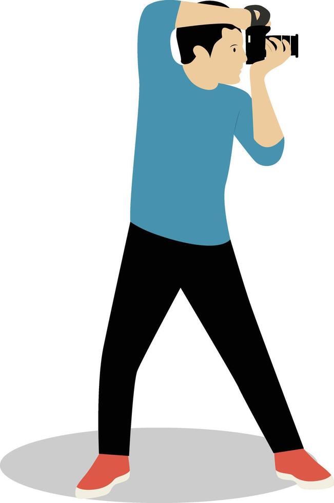 Profession Photographer Cartoon Illustration. vector