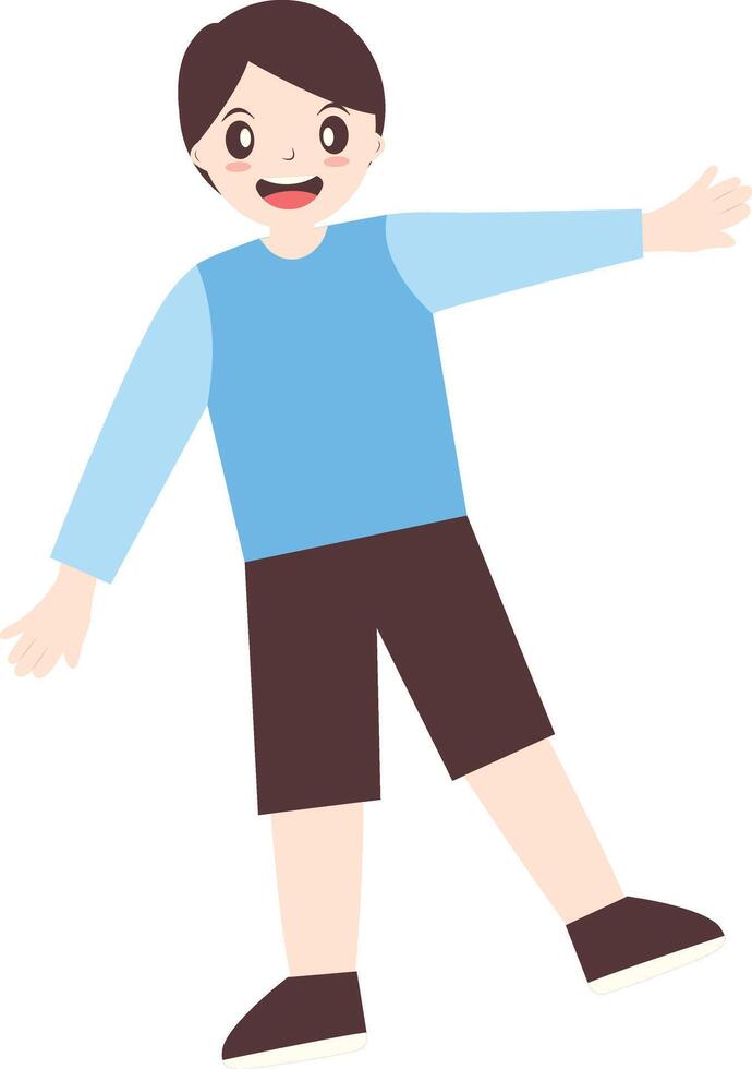 Cute Kids Cartoon Character with Cartoon Shape. Isolated on White Background vector
