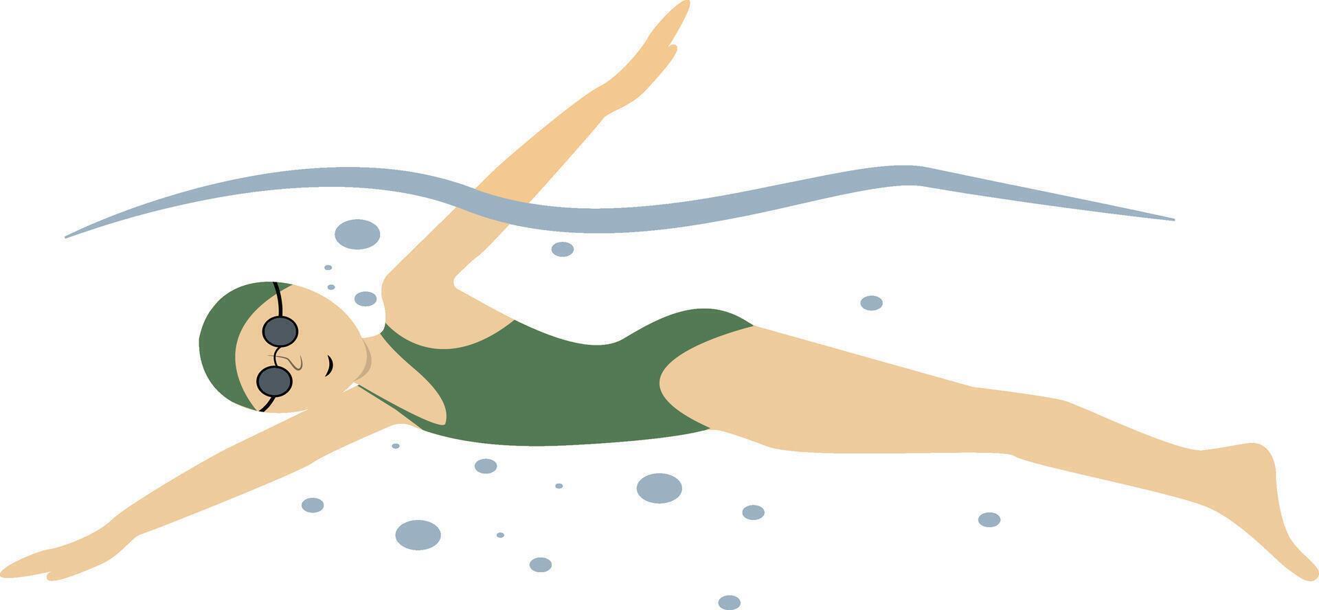 Swimming Female Character. vector
