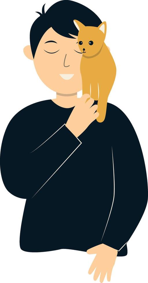 Man Holding Cat Illustration vector