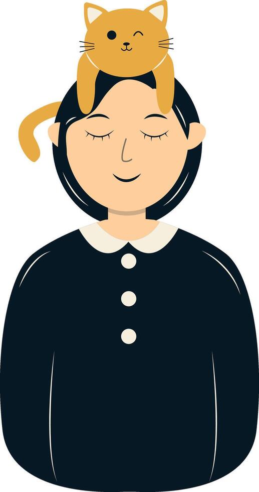 Woman Holding Cat Illustration with Cartoon Design vector