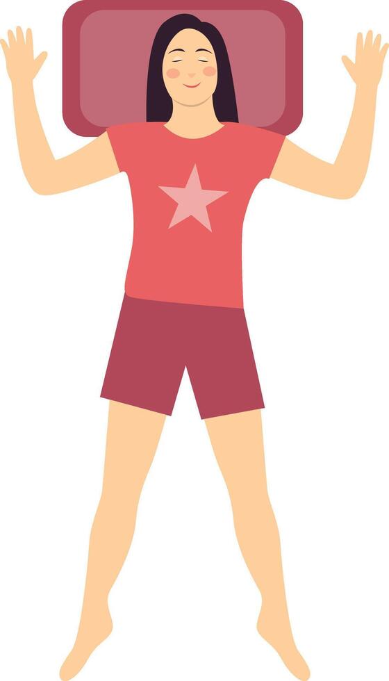 Girl Sleeping Position Character. vector