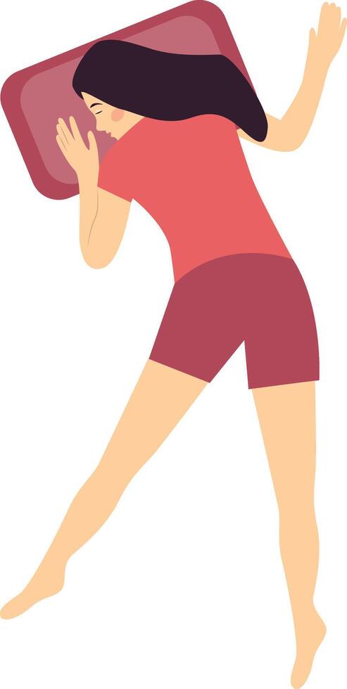 Girl Sleeping Position Character on White Background vector