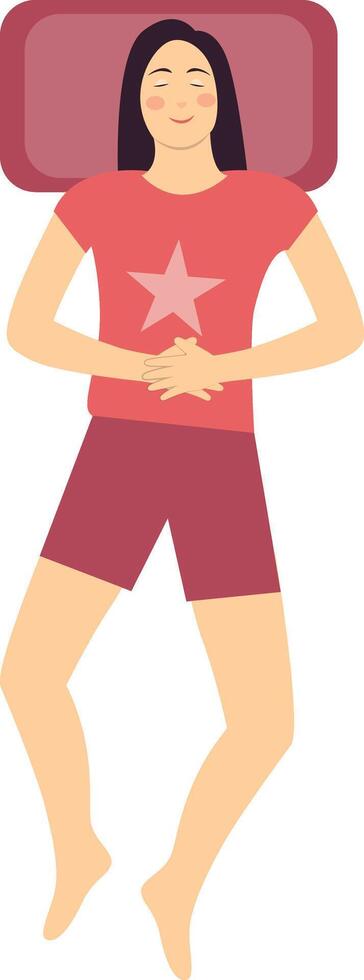 Girl Sleeping Position Character, Isolated on White Background. vector