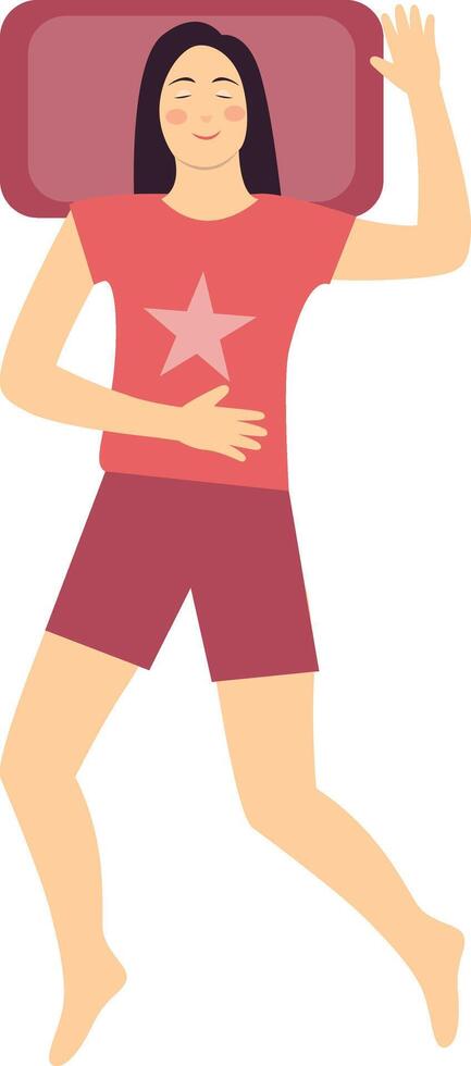 Girl Sleeping Position Character with Cartoon Design. vector