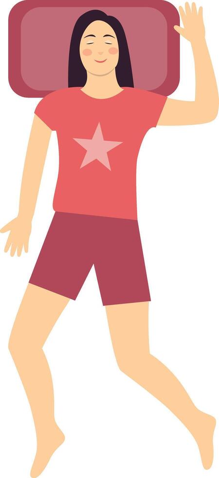 Girl Sleeping Position Character with Flat Design vector