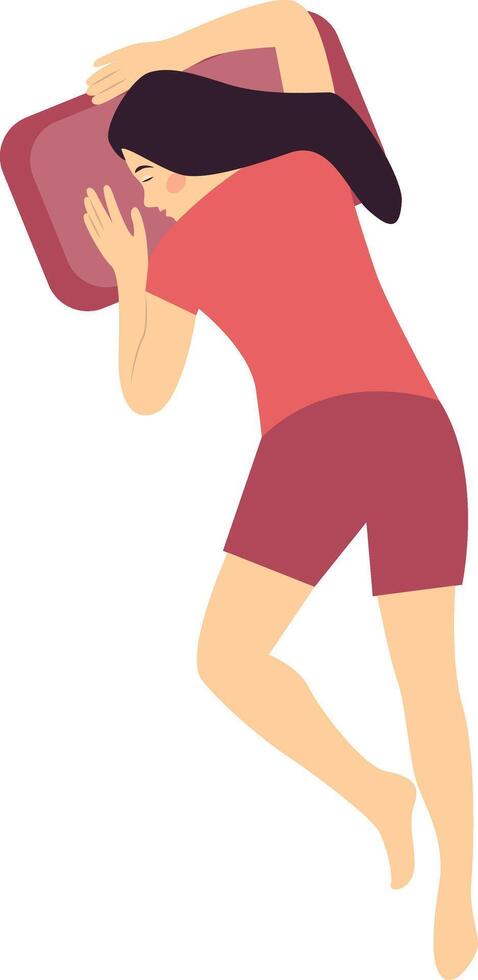 Girl Sleeping Position Character in Cartoon Shape vector