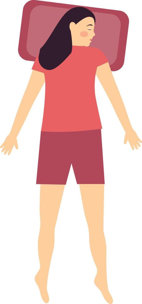 Girl Sleeping Position Character with Cartoon Shape vector