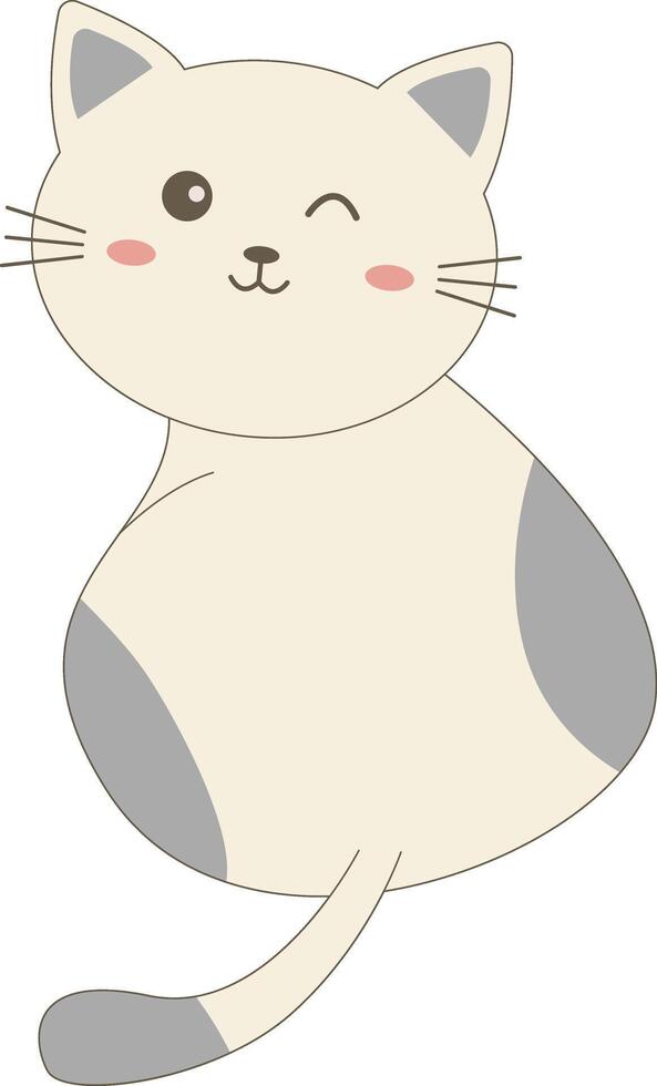Cute Pet Cat Character in Flat Design vector