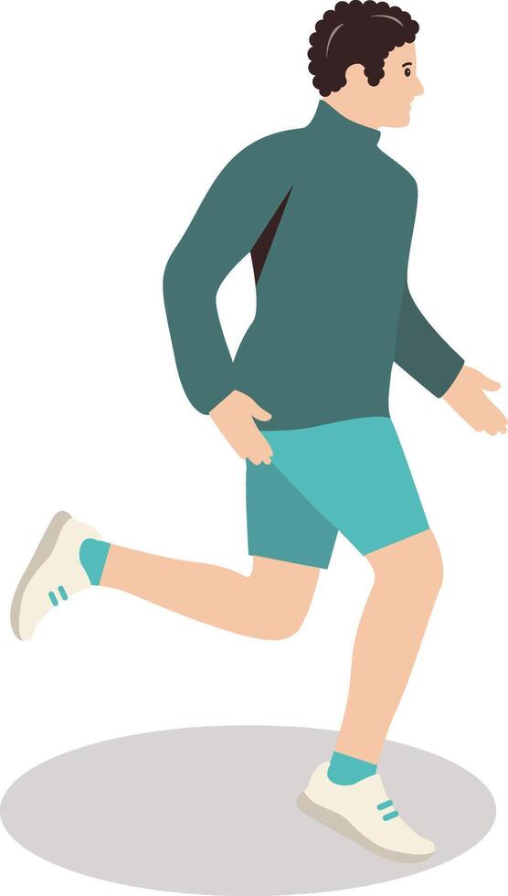 Young Man Running Marathon Illustration Isolated on White Background. vector