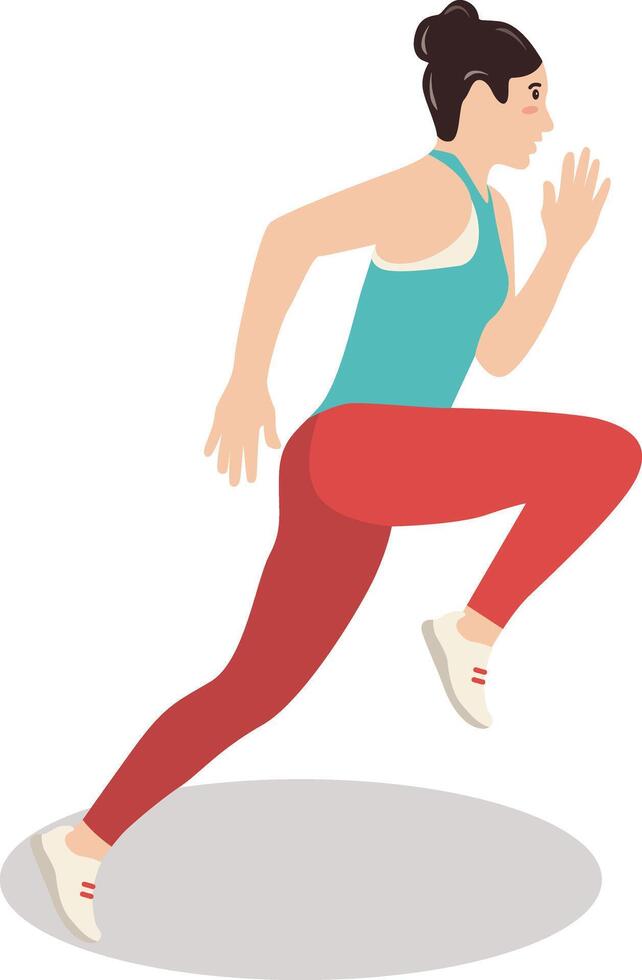 Young Woman Running Marathon Illustration Isolated on White Background. vector