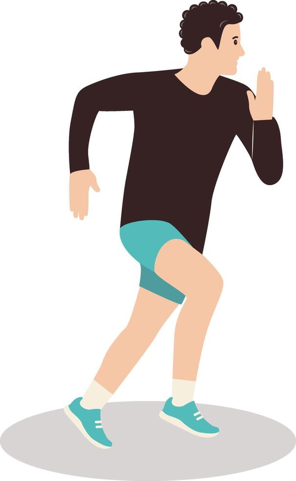 Young Man Running Marathon Illustration in Flat Design. vector