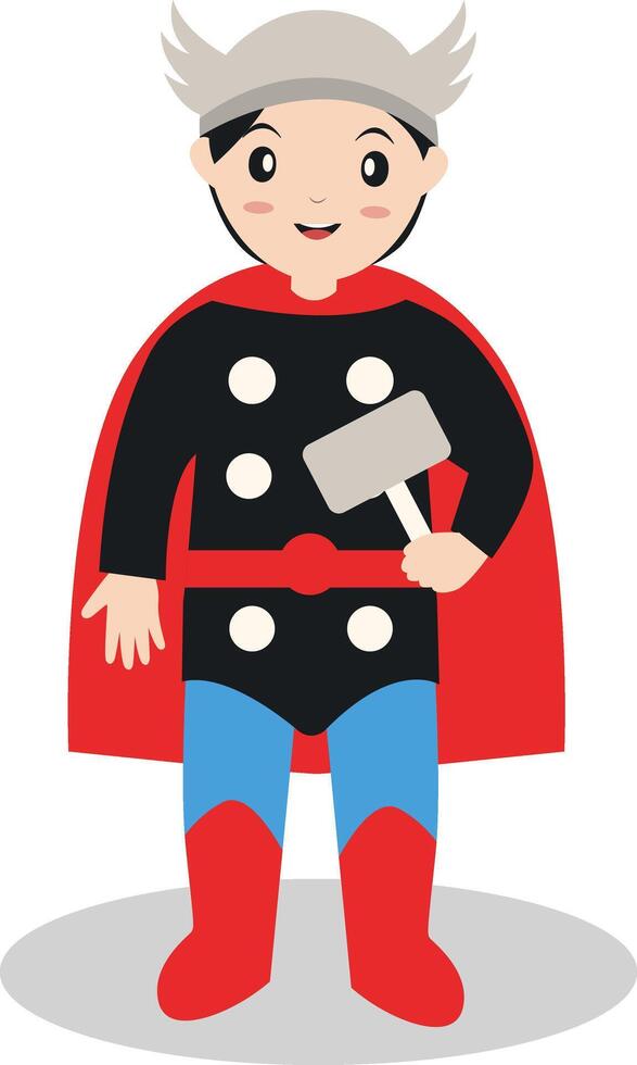 Cute Boy with Superhero Costume. Isolated on White Background vector