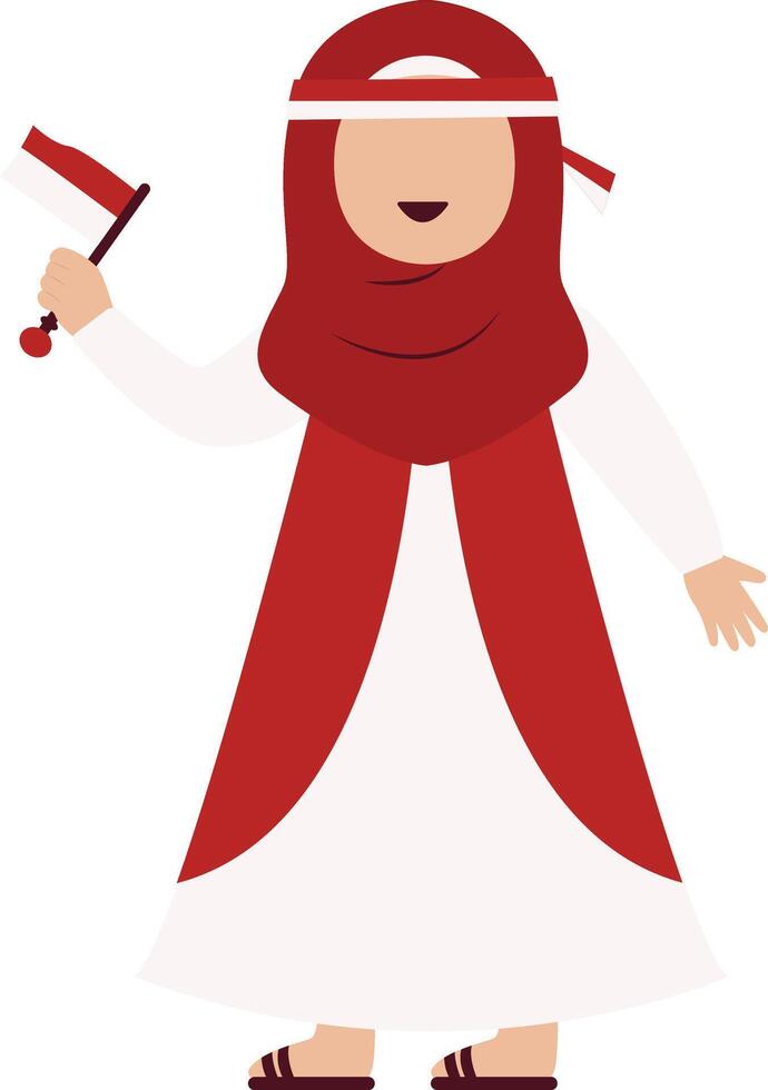 Girl Hijab Character on Indonesia Independence Day. Traditional Game vector