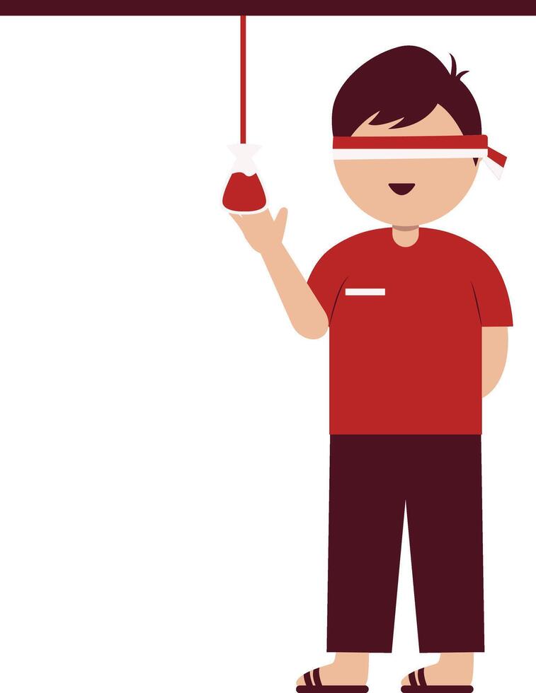 Boy Character on Indonesia Independence Day. Traditional Game vector