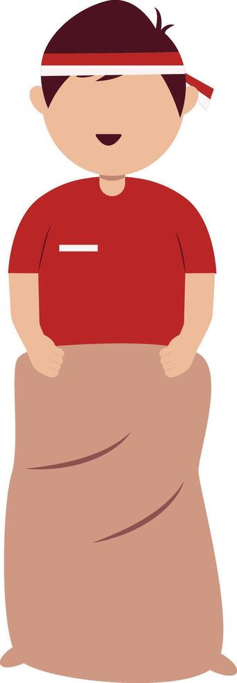 Boy Character on Indonesia Independence Day, Traditional Game. vector