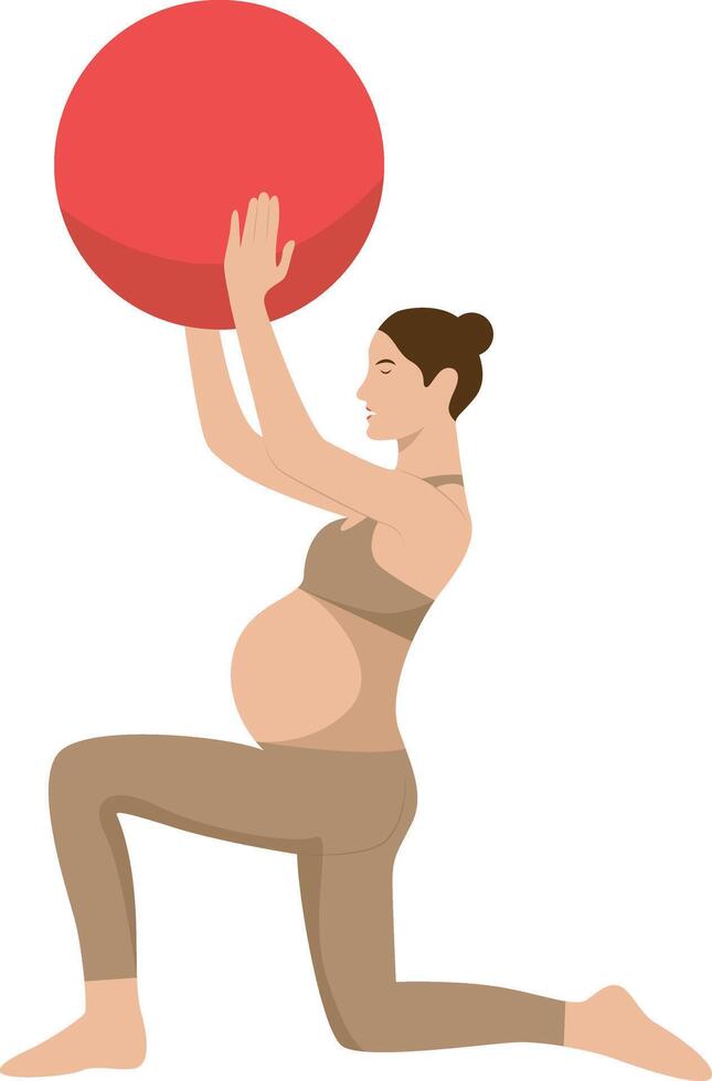 Pregnant Mother Yoga Pose Illustration in Flat Design vector