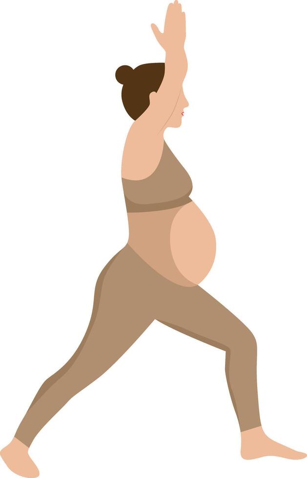 Pregnant Mother Yoga Pose Illustration in Flat Design. vector