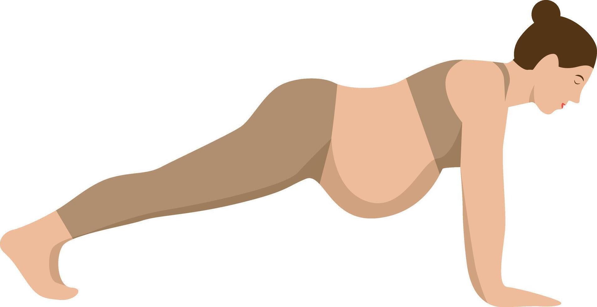 Pregnant Mother Yoga Pose Illustration on White Background, vector