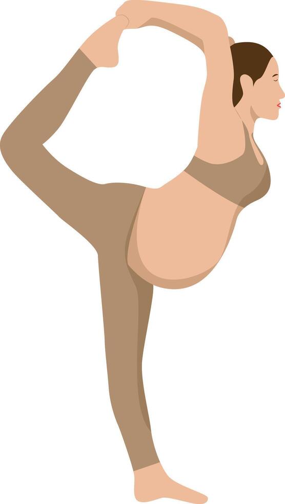 Pregnant Mother Yoga Pose Illustration in Cartoon Design, Isolated on White Background vector