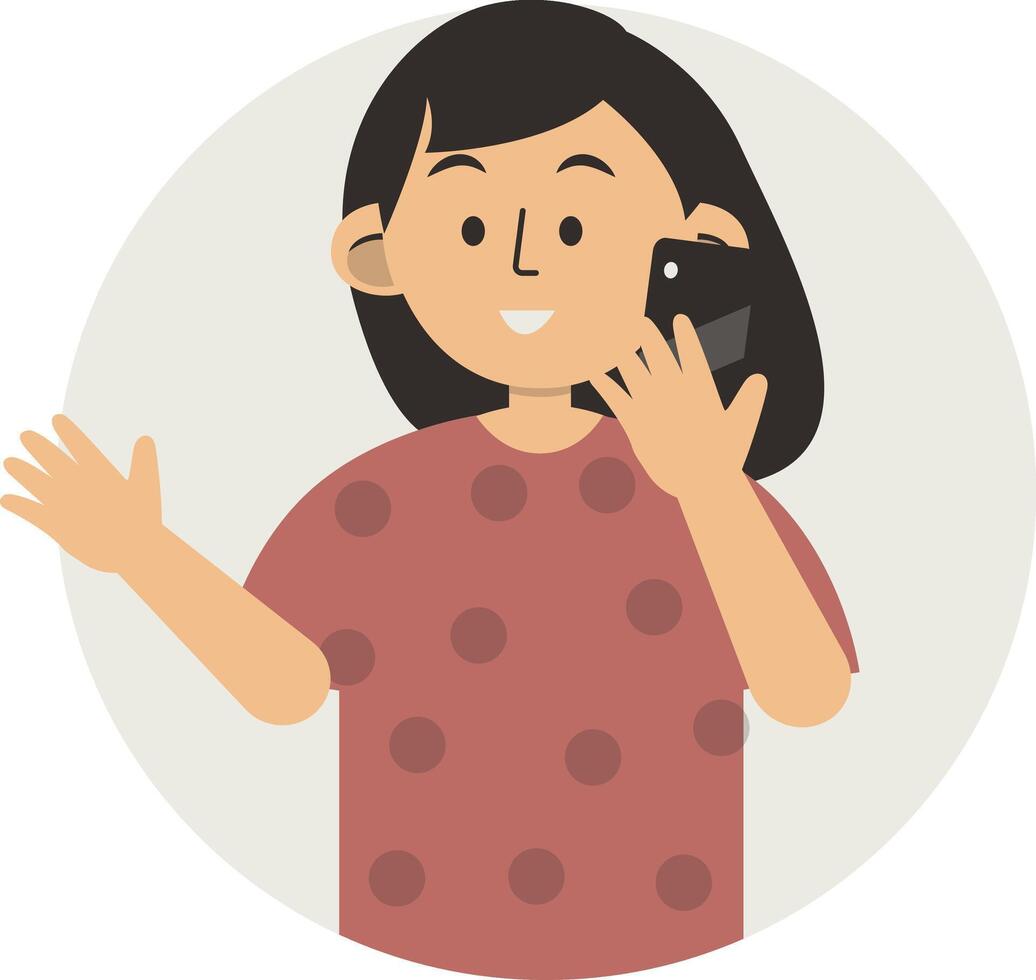Illustration of Cute Girl Smartphone Addiction vector