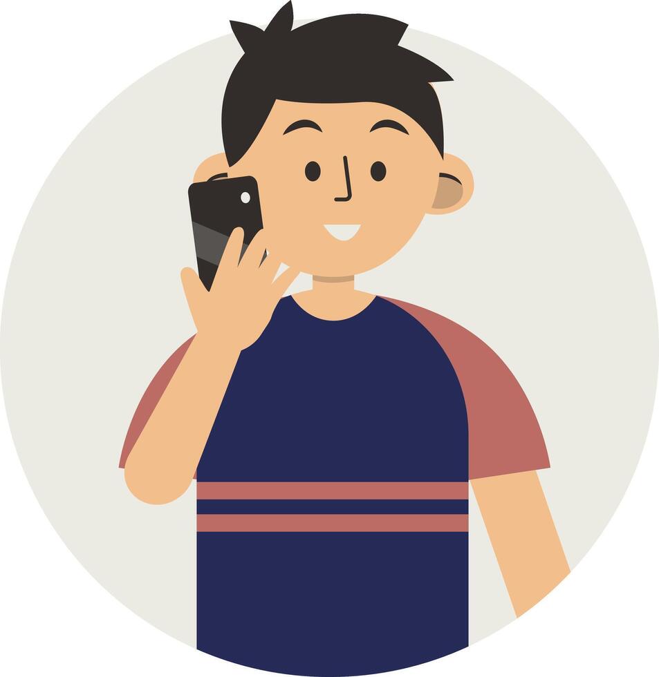 Illustration of Cute Boy Smartphone Addiction vector