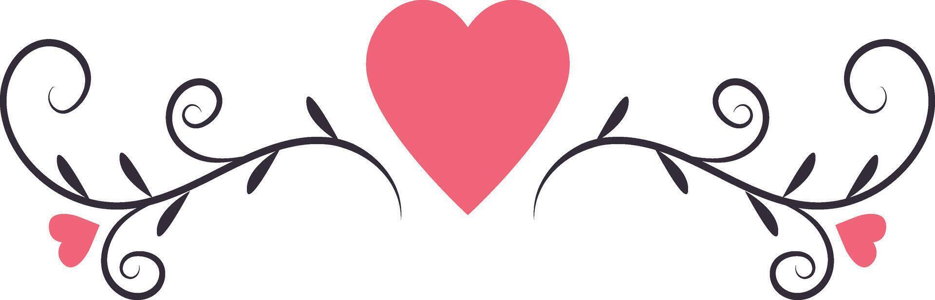 Valentine's Day Divider Element on White Background. vector
