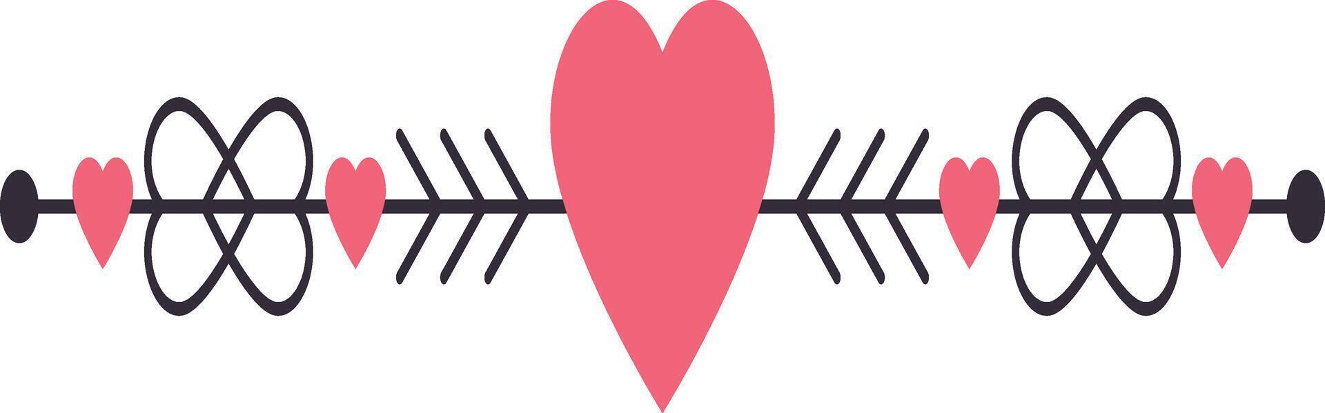 Valentine's Day Divider Element Isolated on White Background. vector