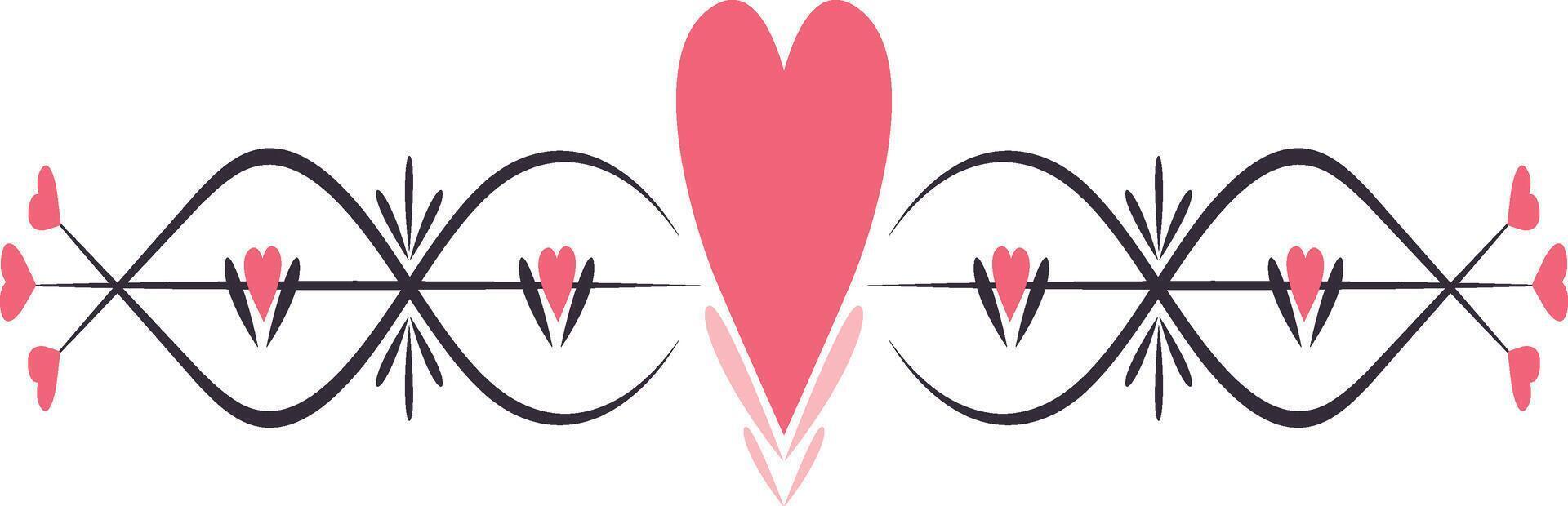 Valentine's Day Divider Element. Isolated on White Background. vector
