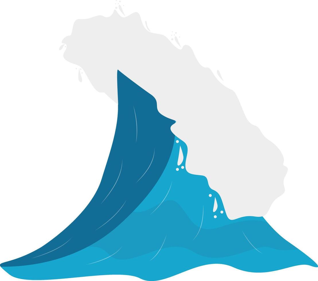Blue Ocean Waves Illustration in Cartoon Design. vector