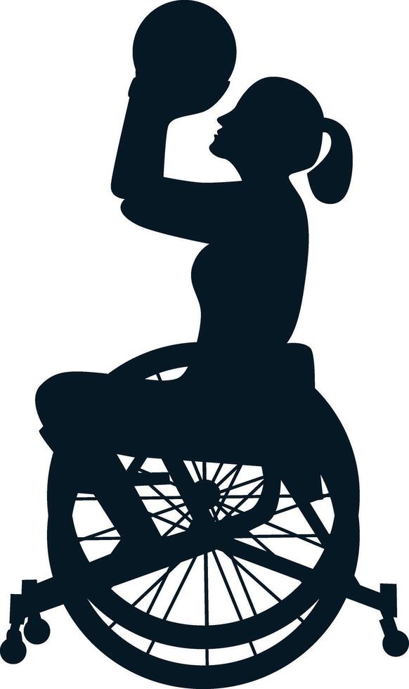 Silhouette of Woman in Wheelchair. Illustration with Simple Design. vector