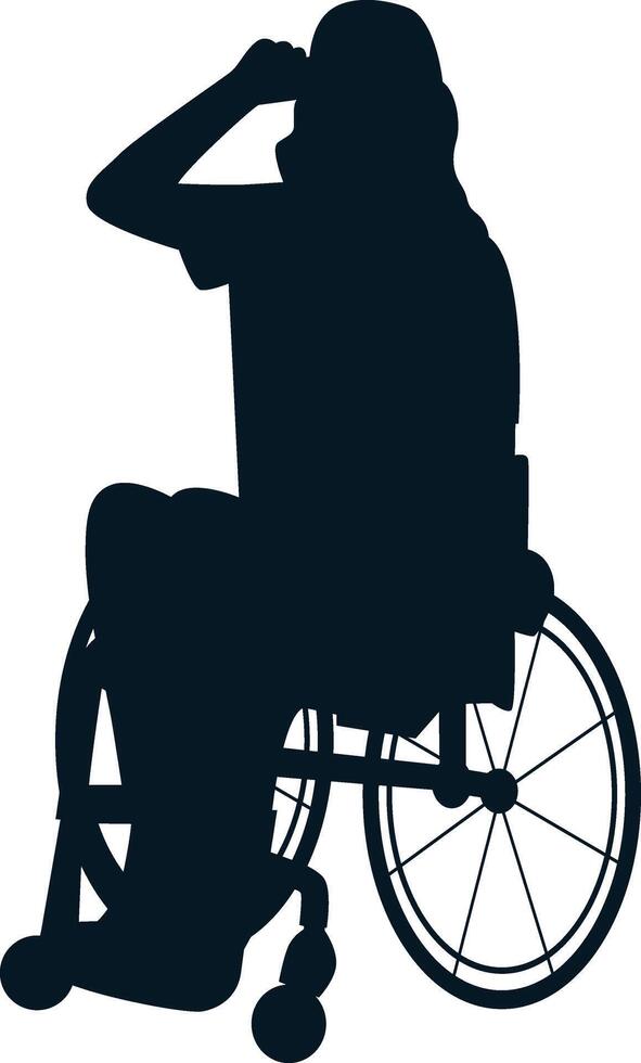 Silhouette of Woman in Wheelchair, Illustration with Simple Design. vector