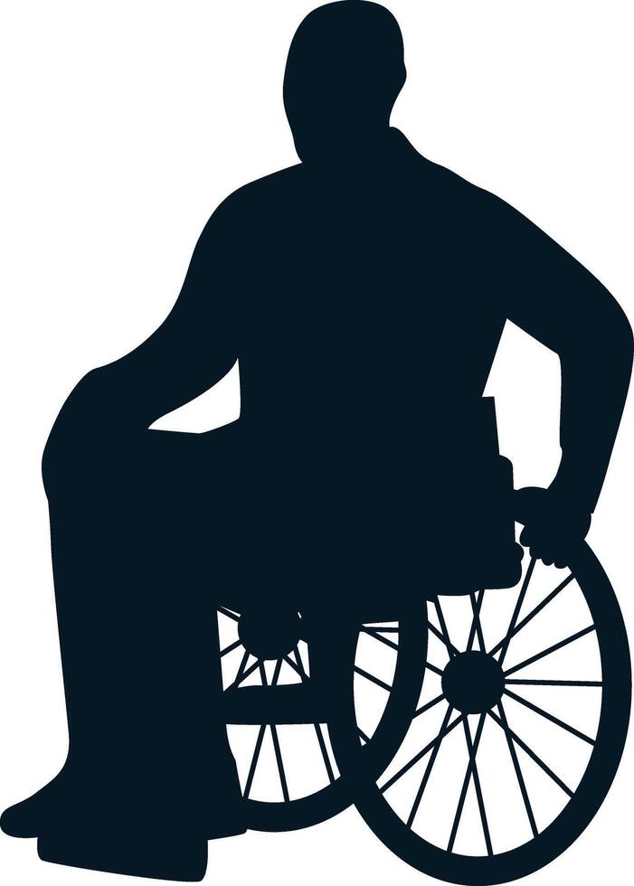 Silhouette of Male in Wheelchair. Illustration in Flat Design vector