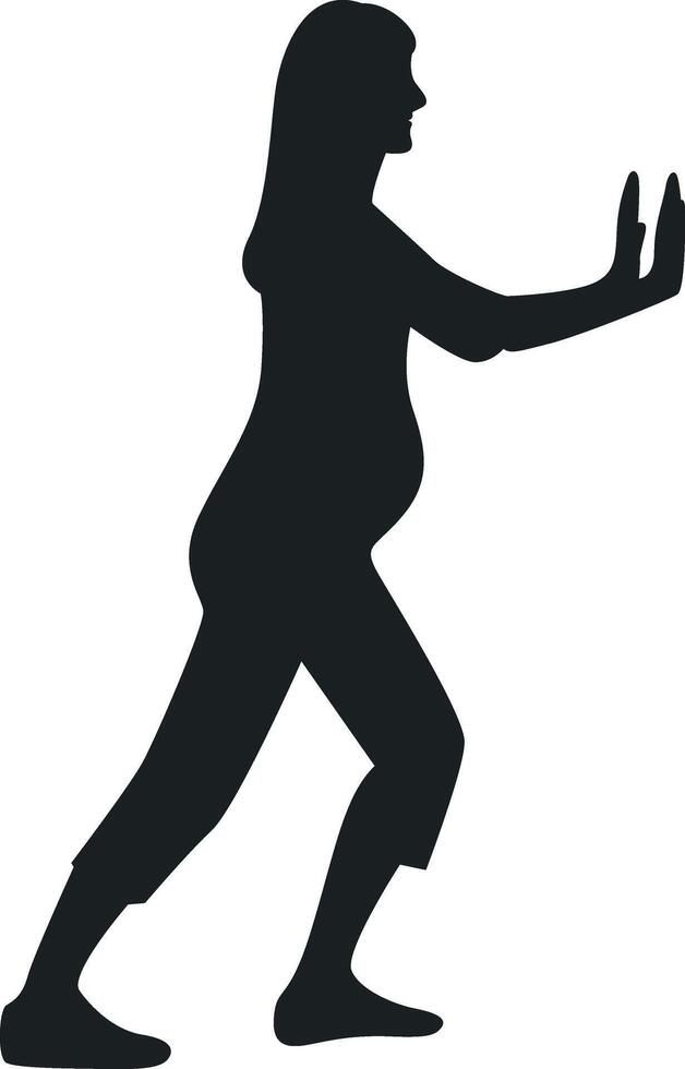 Pregnant Girl Silhouette on White Background vector