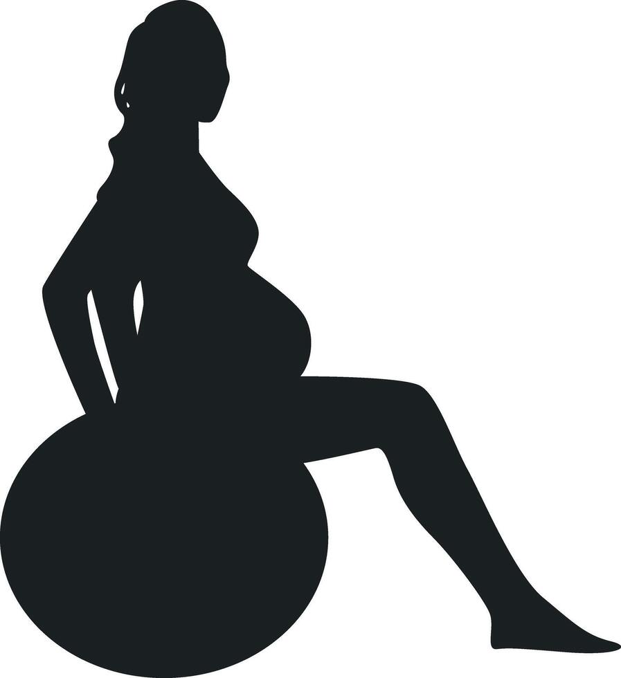 Pregnant Girl Silhouette on White Background, vector
