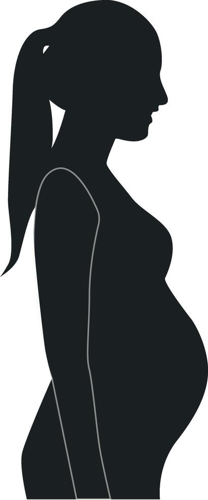 Pregnant Girl Silhouette. Isolated on White Background vector