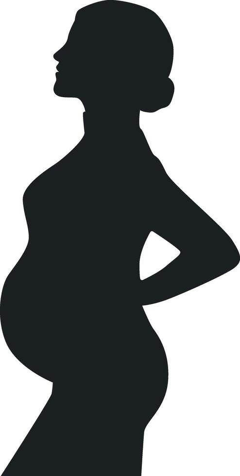 Pregnant Girl Silhouette Isolated on White Background. vector