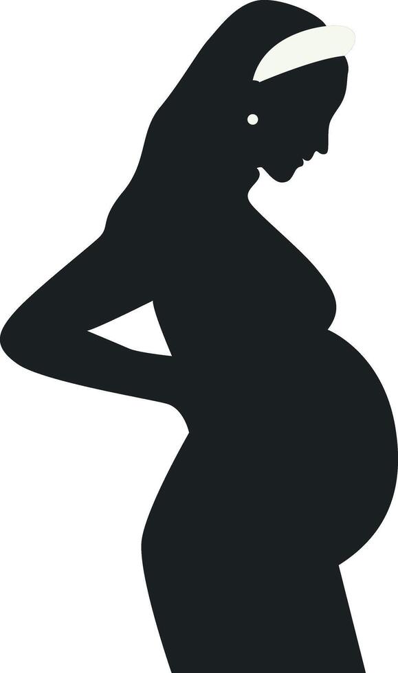 Pregnant Girl Silhouette in Flat Design vector