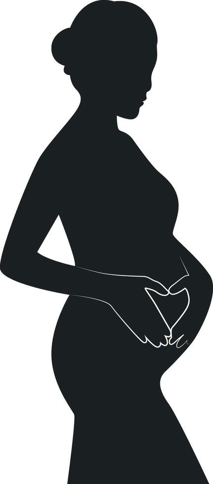 Pregnant Girl Silhouette with Flat Design vector